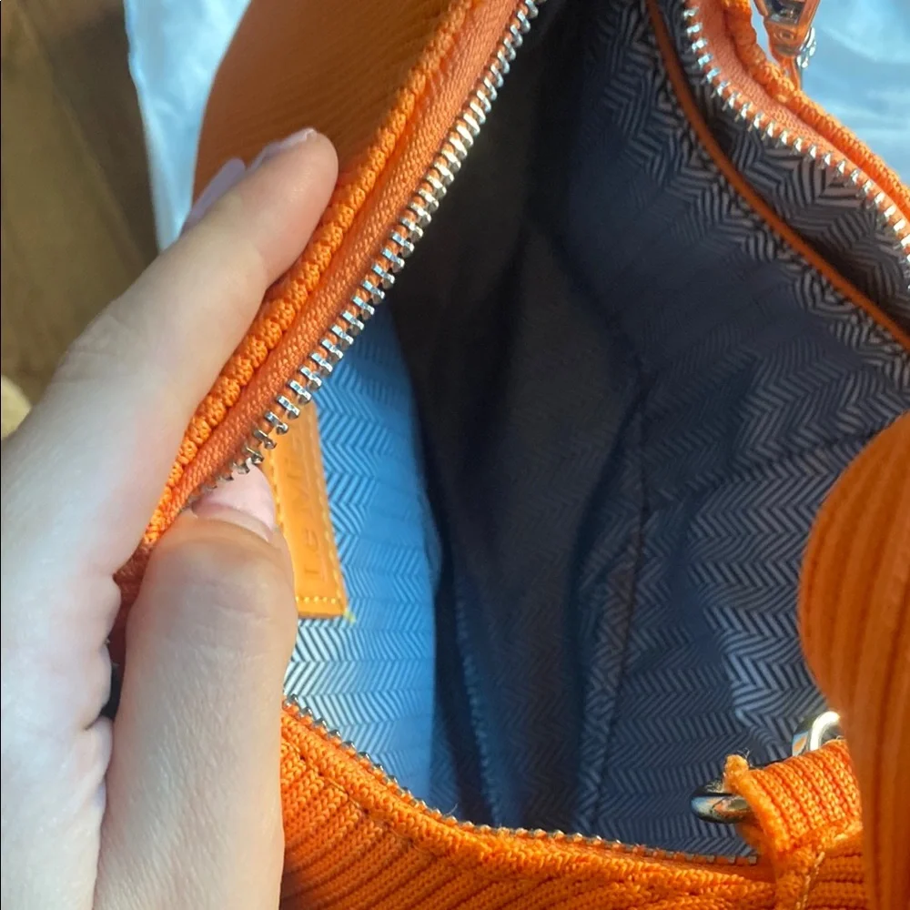 Vibrant Orange Textured Shoulder Bag - Picture 9 of 10